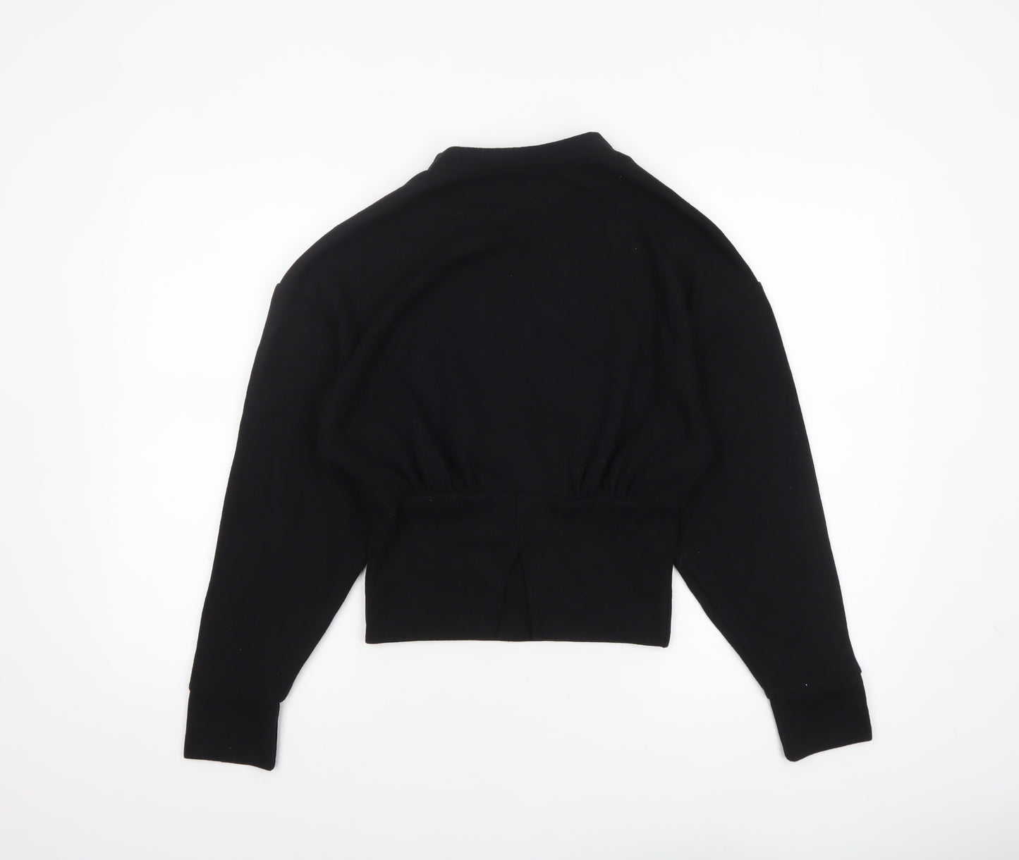 ASOS DESIGN Women's Black Cropped Long Sleeve Crew Neck Top Size S UK 8-10