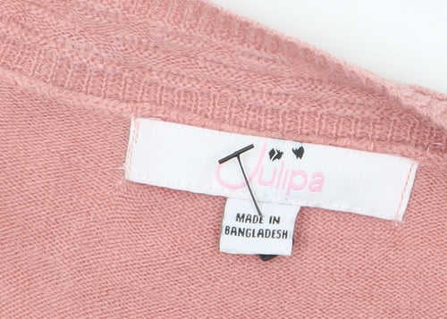 Julipa Women’s Pink Long Sleeve Cardigan Size 12/14 Acrylic Knit