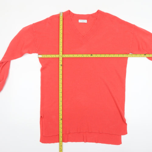 Papaya Women's Red V-Neck Long Sleeve Acrylic Jumper Size 12