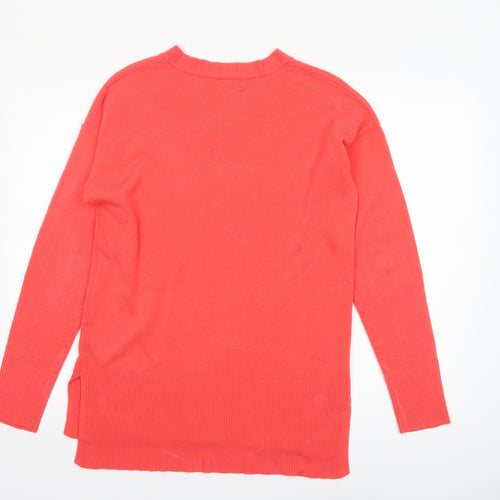 Papaya Women's Red V-Neck Long Sleeve Acrylic Jumper Size 12