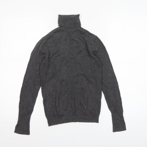 ZARA Women Grey Wool Blend Roll Neck Long Sleeve Jumper Size 12