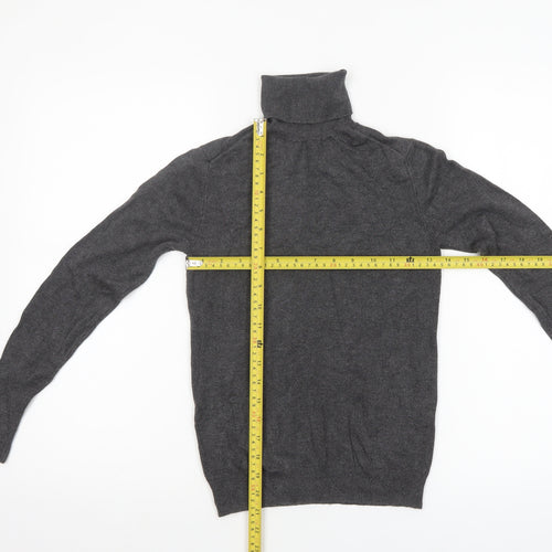 ZARA Women Grey Wool Blend Roll Neck Long Sleeve Jumper Size 12
