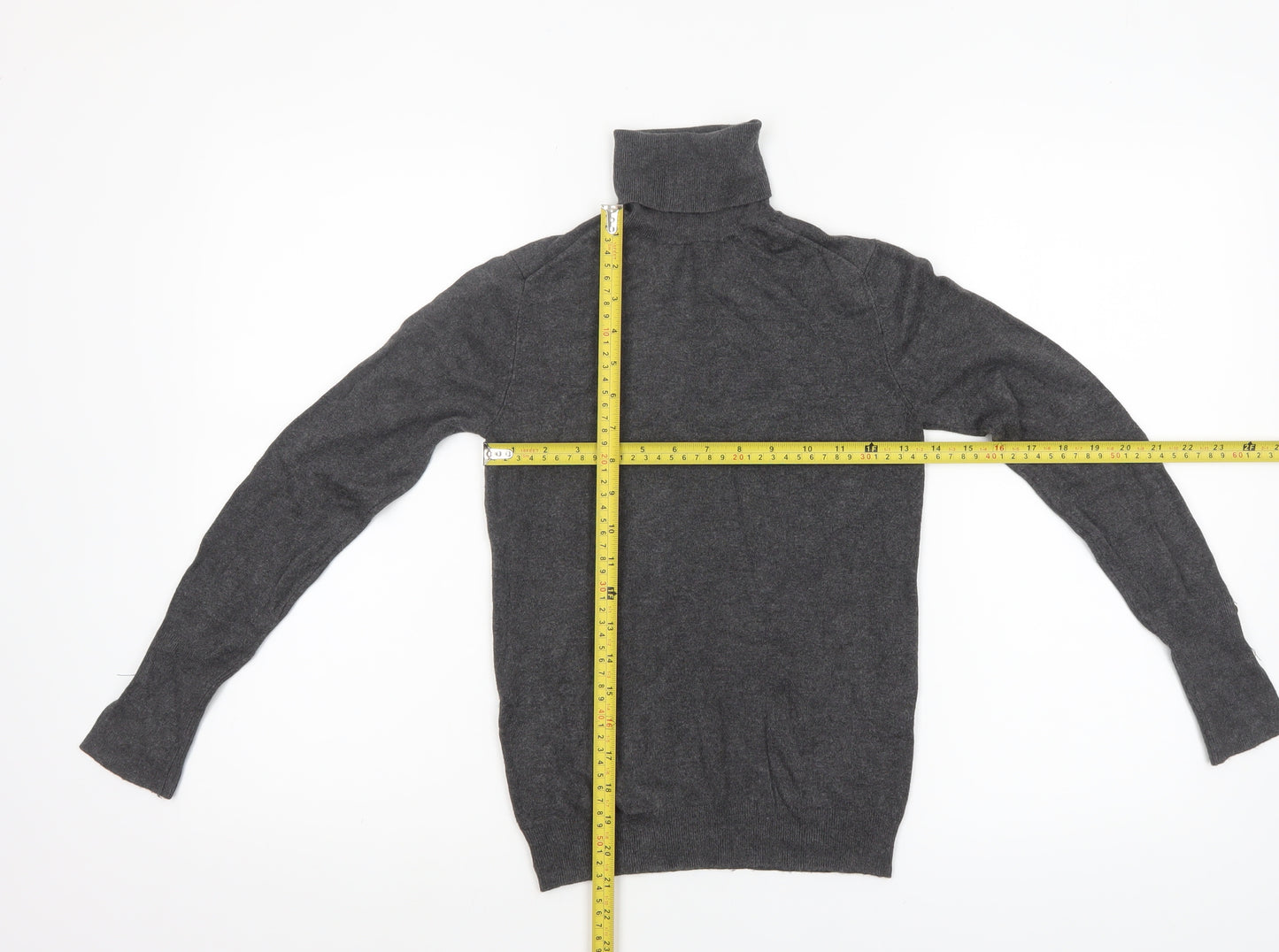ZARA Women Grey Wool Blend Roll Neck Long Sleeve Jumper Size 12