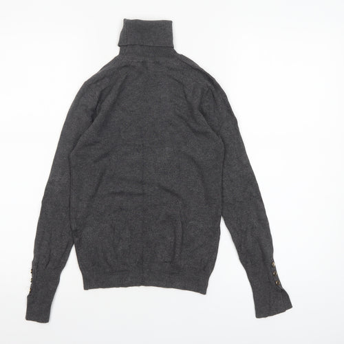 ZARA Women Grey Wool Blend Roll Neck Long Sleeve Jumper Size 12