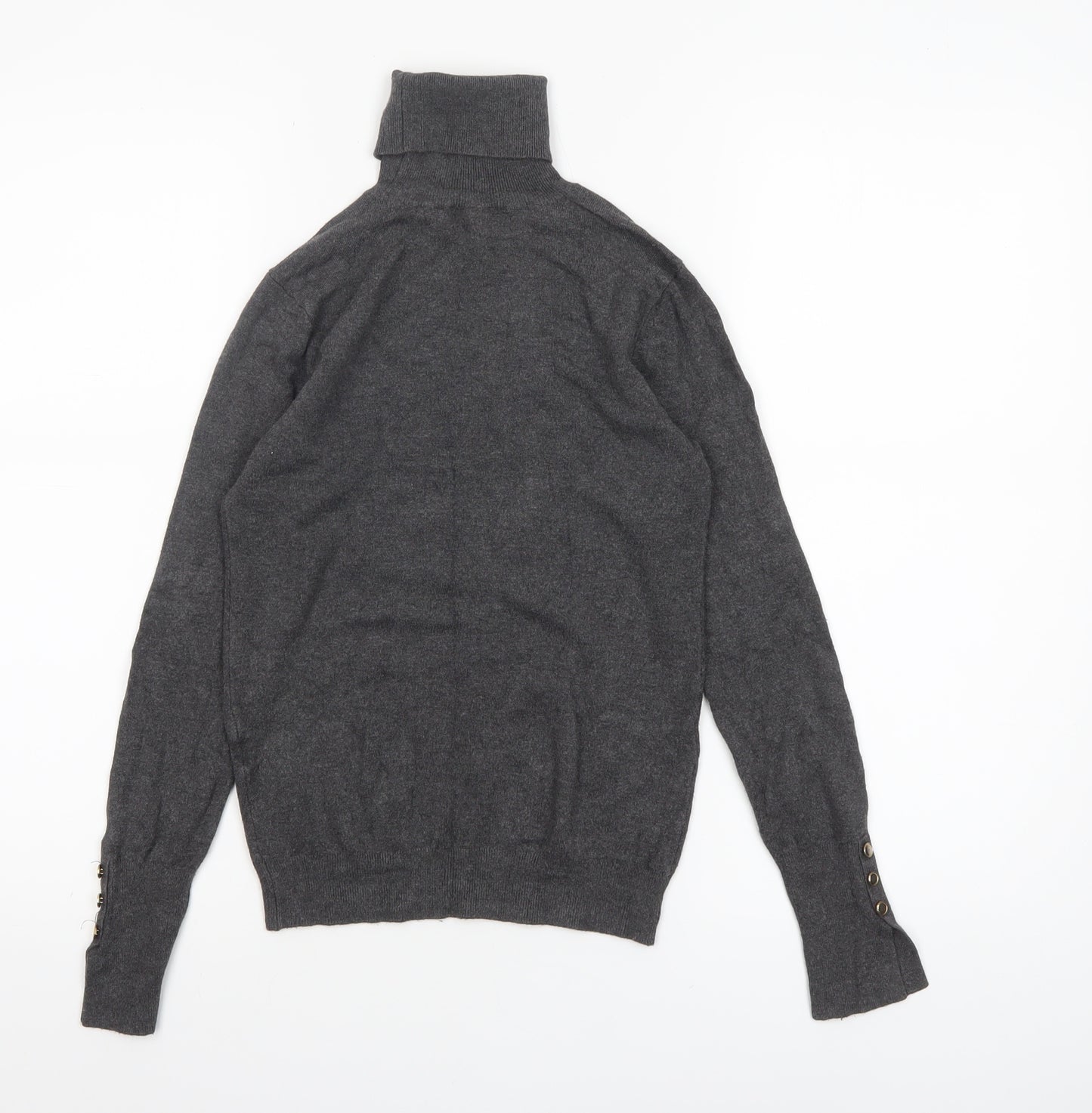 ZARA Women Grey Wool Blend Roll Neck Long Sleeve Jumper Size 12