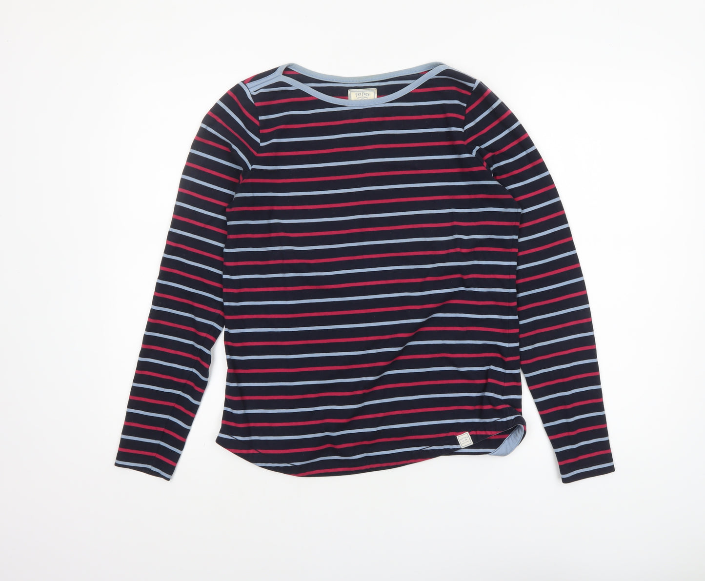 Fat Face Women Blue Striped Long Sleeve Cotton Breton T-Shirt UK 8