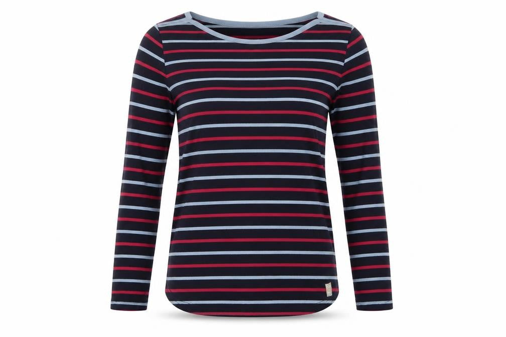 Fat Face Women Blue Striped Long Sleeve Cotton Breton T-Shirt UK 8