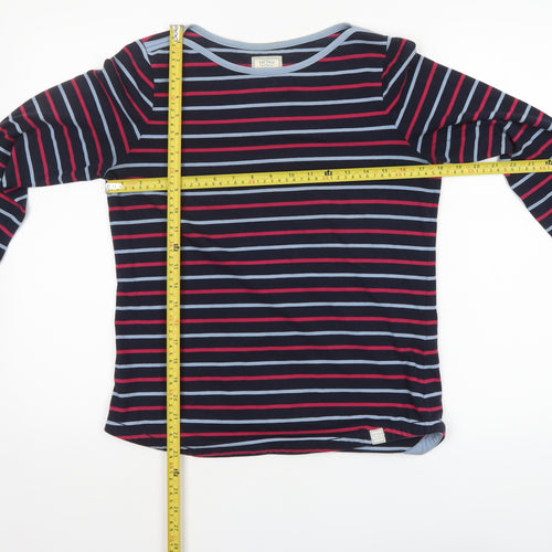 Fat Face Women Blue Striped Long Sleeve Cotton Breton T-Shirt UK 8