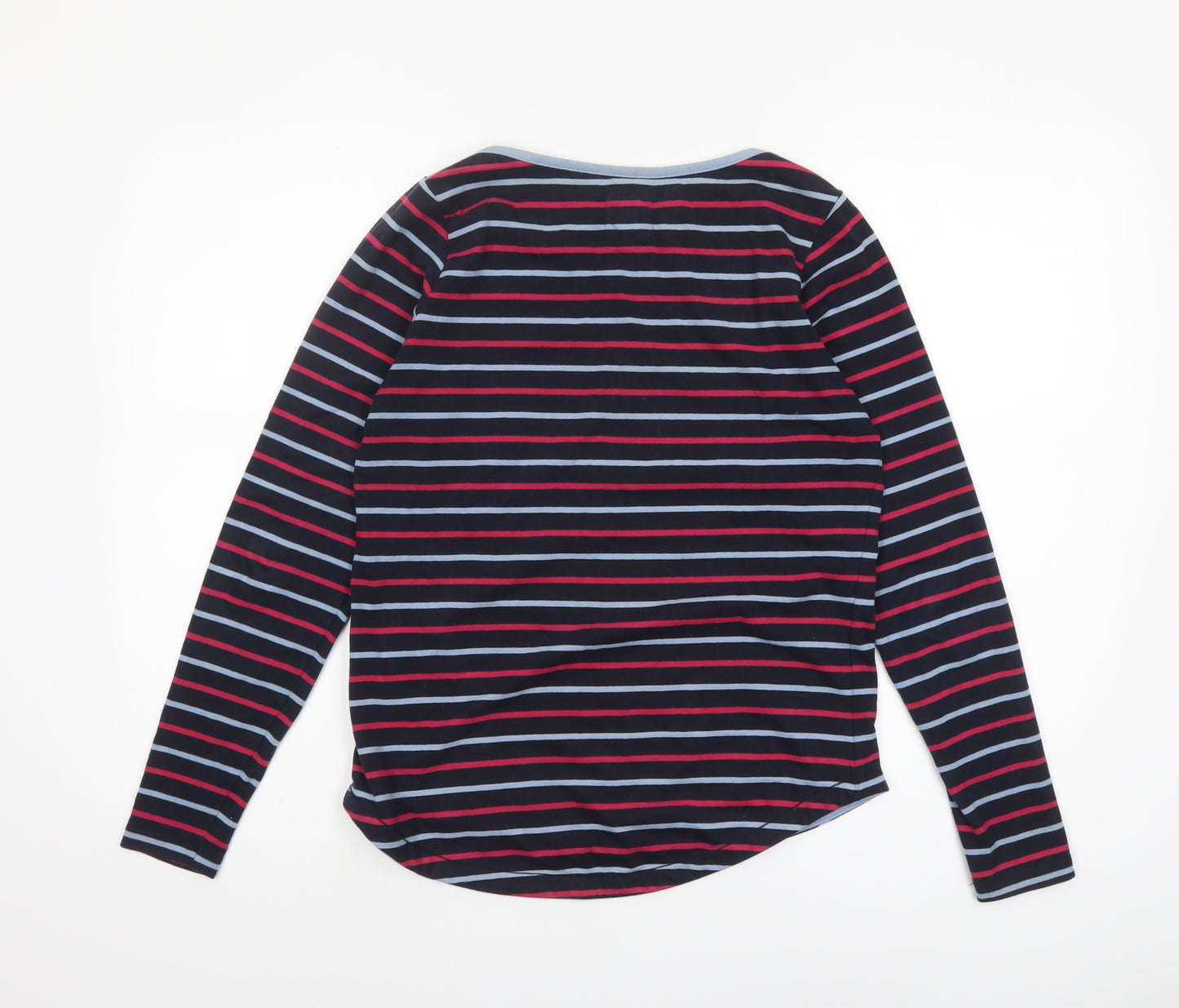 Fat Face Women Blue Striped Long Sleeve Cotton Breton T-Shirt UK 8