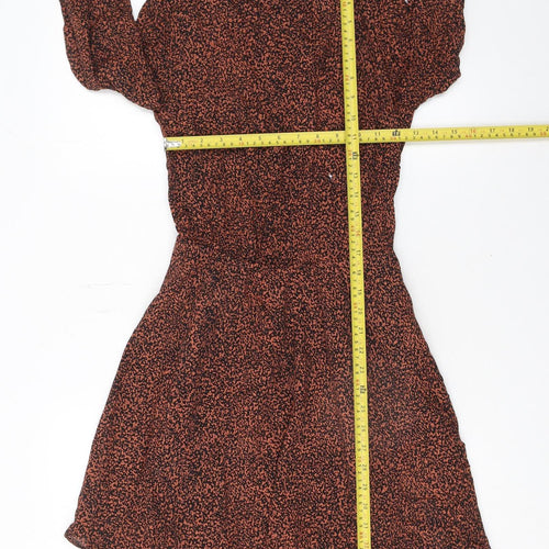 Oasis Women Brown Animal Print A-Line Belted Dress UK 8