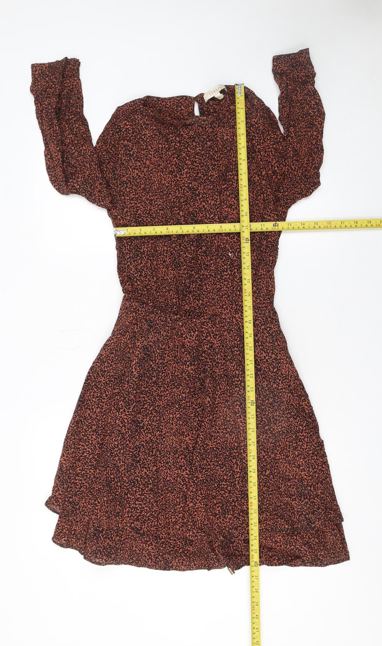 Oasis Women Brown Animal Print A-Line Belted Dress UK 8