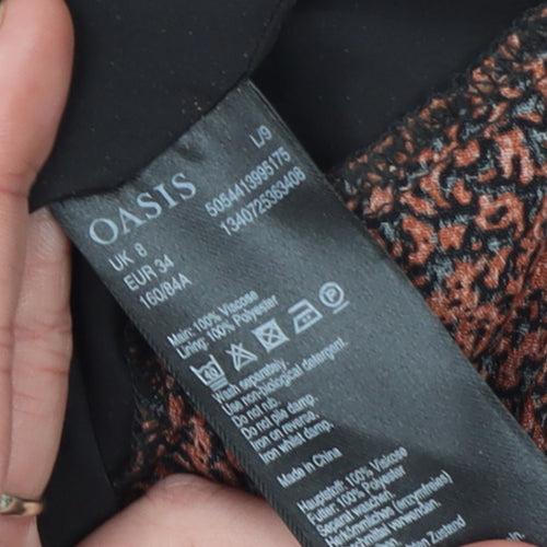 Oasis Women Brown Animal Print A-Line Belted Dress UK 8