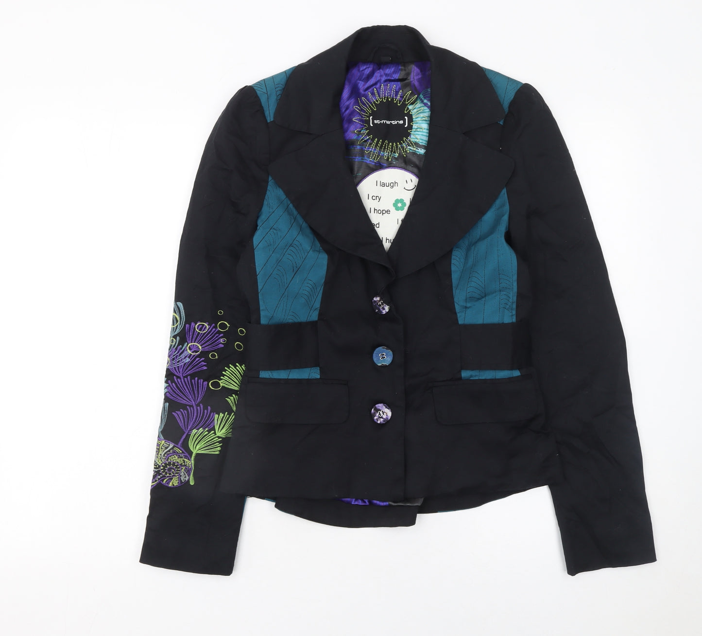 St Martins Women’s Multicoloured Size 8 Tailored Floral Blazer Jacket
