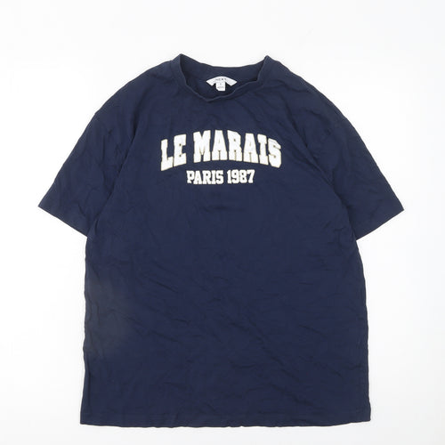 Next Women Blue Le Marais Paris 1987 Cotton T-Shirt Size S
