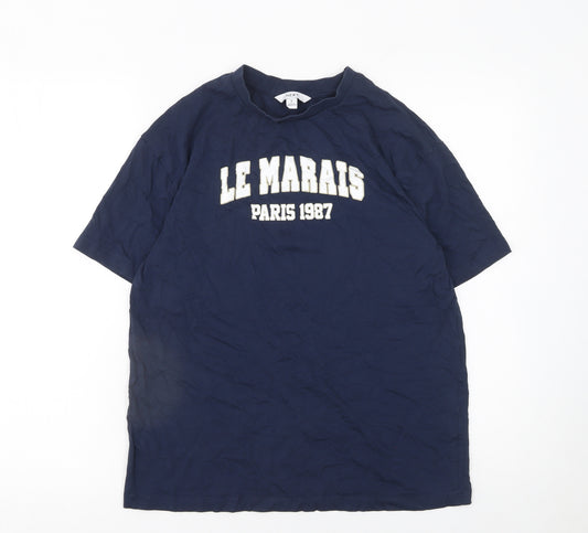 Next Women Blue Le Marais Paris 1987 Cotton T-Shirt Size S