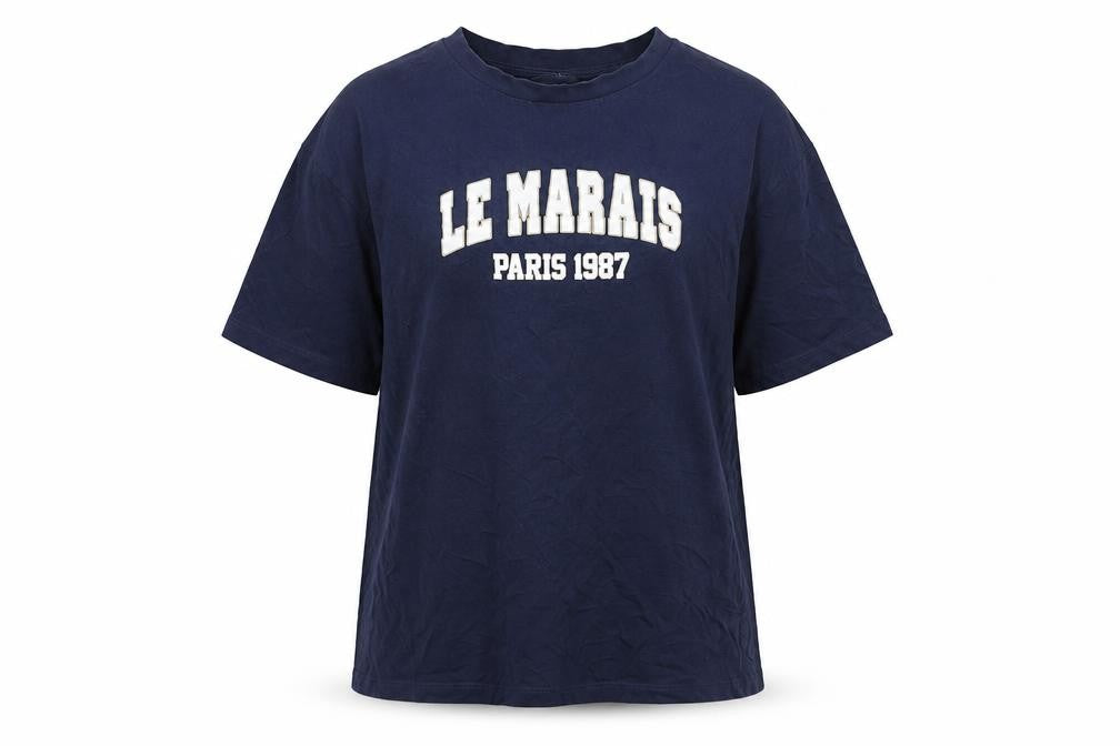 Next Women Blue Le Marais Paris 1987 Cotton T-Shirt Size S