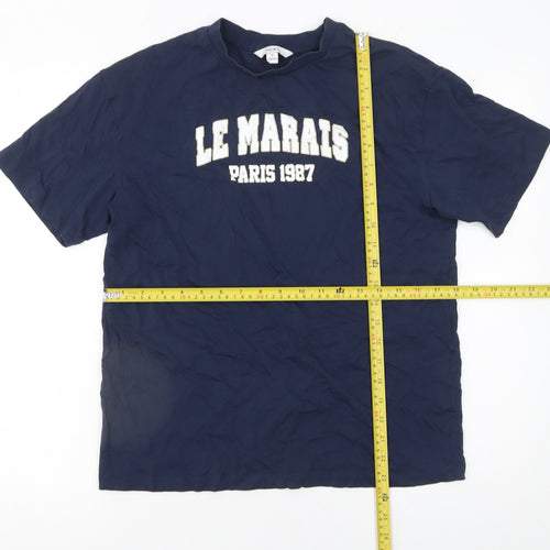 Next Women Blue Le Marais Paris 1987 Cotton T-Shirt Size S