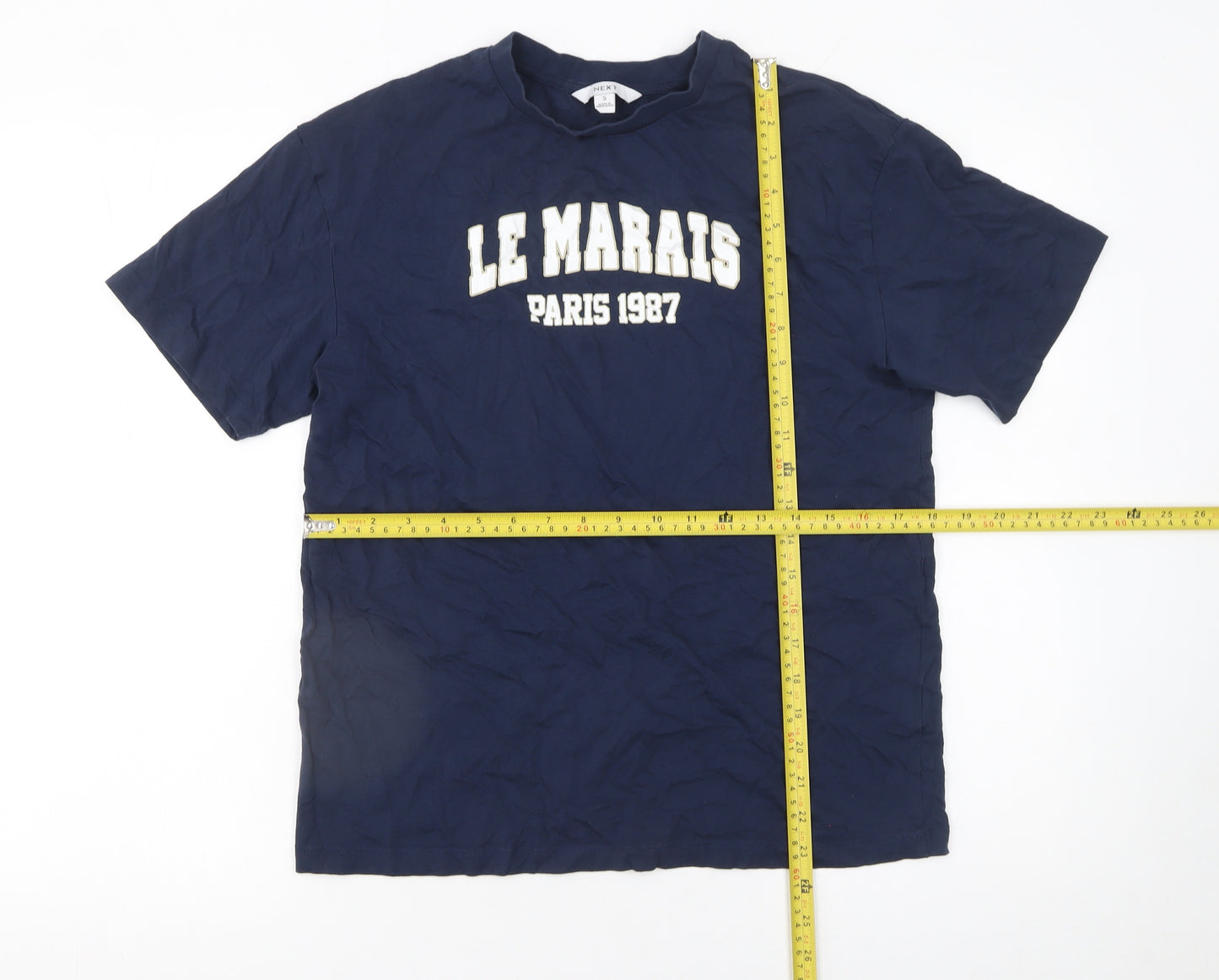 Next Women Blue Le Marais Paris 1987 Cotton T-Shirt Size S