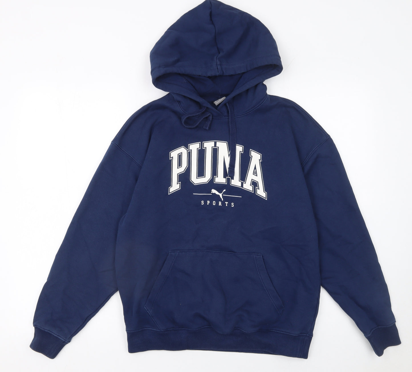 PUMA Womens Blue Pullover Hoodie Size 10 Cotton Blend Sportswear