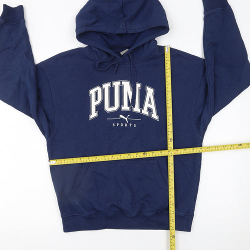 PUMA Womens Blue Pullover Hoodie Size 10 Cotton Blend Sportswear
