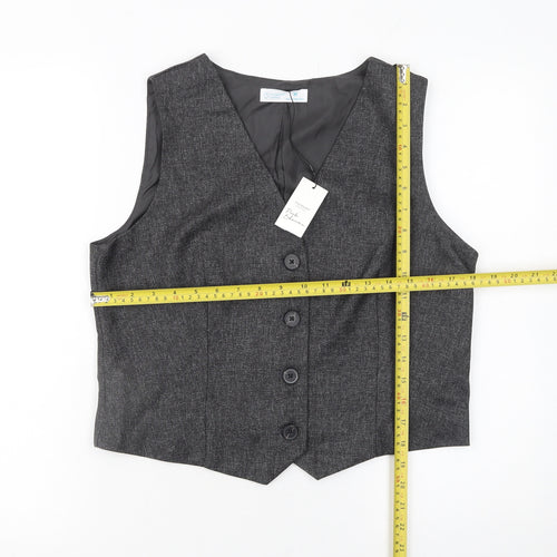 Primark Cares Women Grey Suit Waistcoat M Polyester Lined