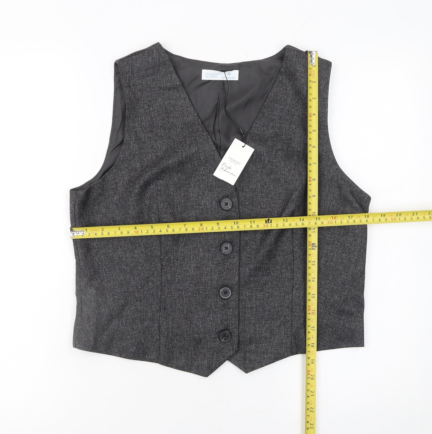 Primark Cares Women Grey Suit Waistcoat M Polyester Lined