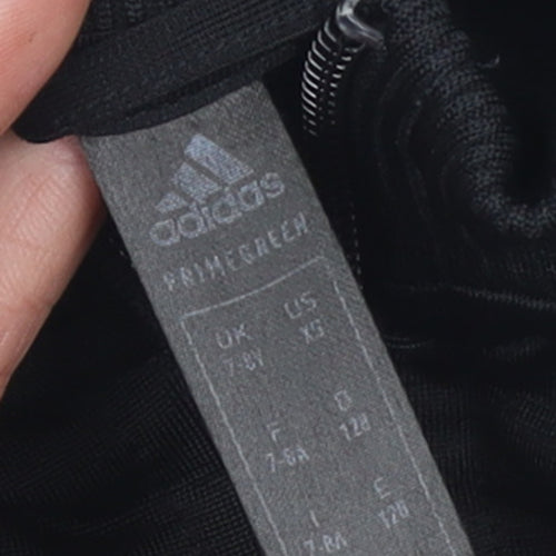 Adidas Boys Black Track Jacket 7-8 Years Full Zip Colourblock Sportswear