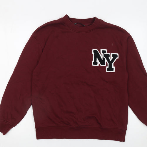 Dunnes Stores Womens Burgundy NY Pullover Sweatshirt XS Cotton Blend