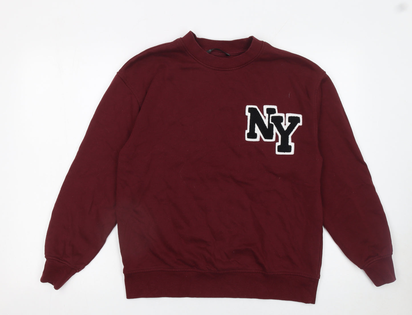 Dunnes Stores Womens Burgundy NY Pullover Sweatshirt XS Cotton Blend
