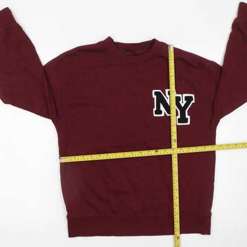 Dunnes Stores Womens Burgundy NY Pullover Sweatshirt XS Cotton Blend