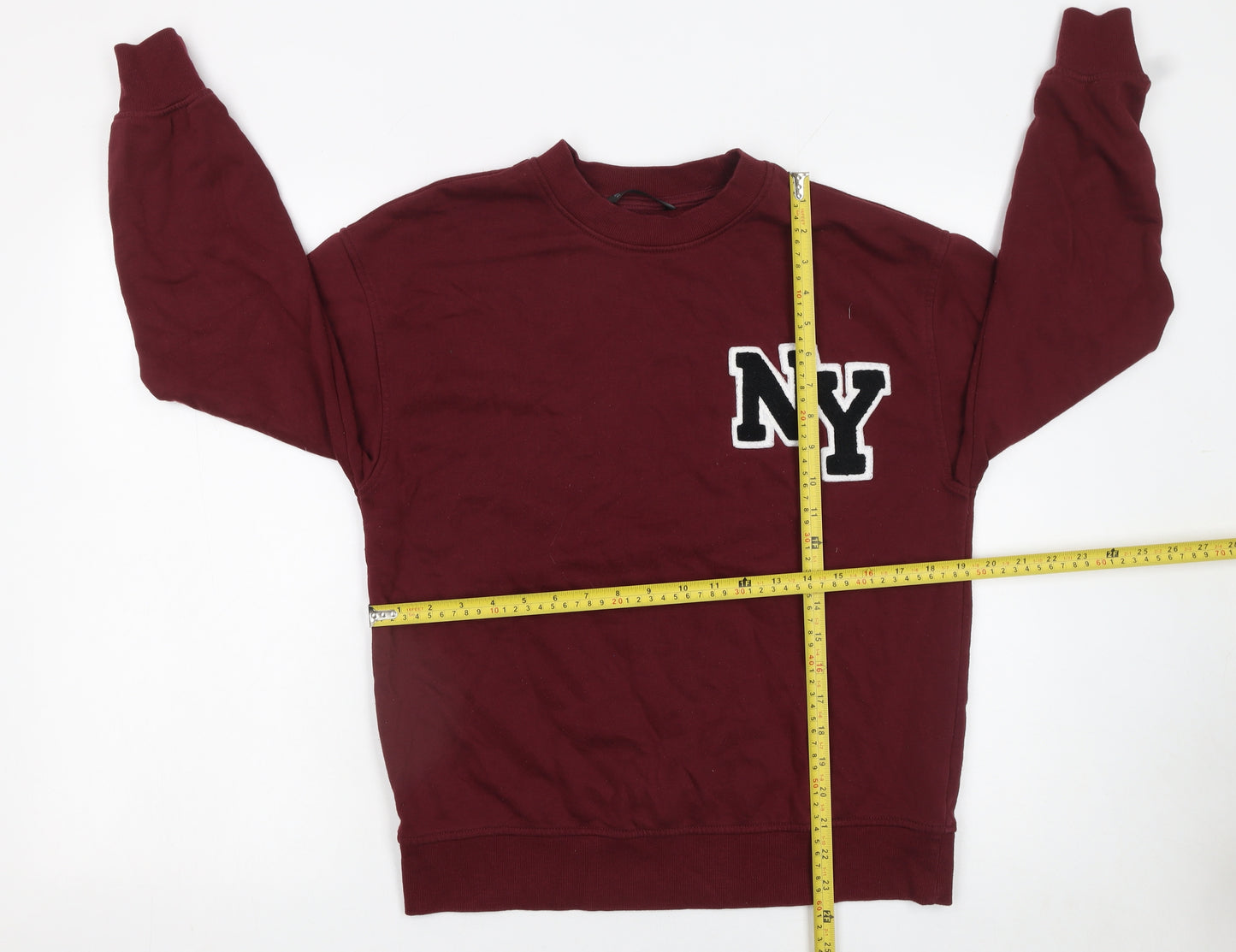 Dunnes Stores Womens Burgundy NY Pullover Sweatshirt XS Cotton Blend