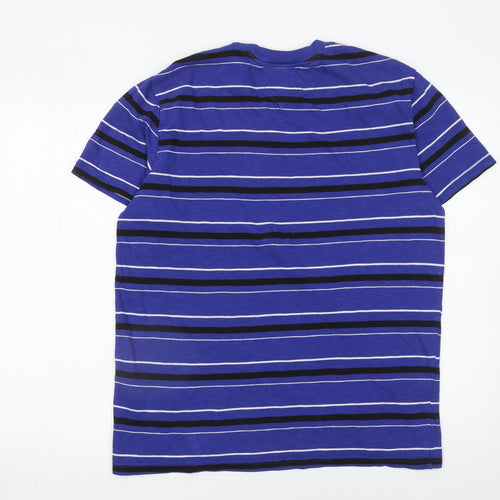 Tommy Jeans Men's Blue Striped Cotton Blend Crew Neck T-Shirt Size M