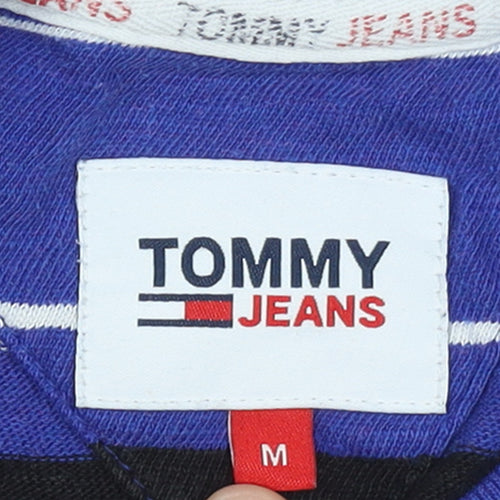 Tommy Jeans Men's Blue Striped Cotton Blend Crew Neck T-Shirt Size M