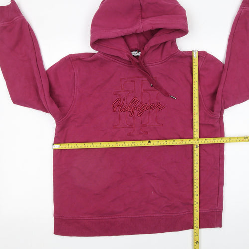 Tommy Hilfiger Womens Burgundy Hoodie Medium Cotton Logo Pullover
