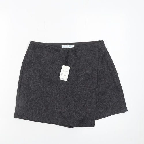 Primark Women Grey Size 8 Wrap Shorts 100% Polyester
