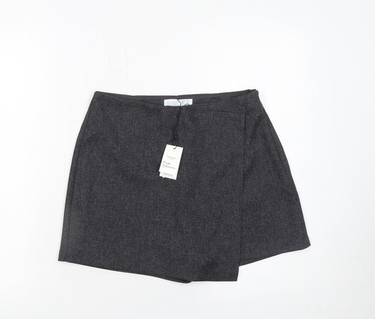 Primark Women Grey Size 8 Wrap Shorts 100% Polyester