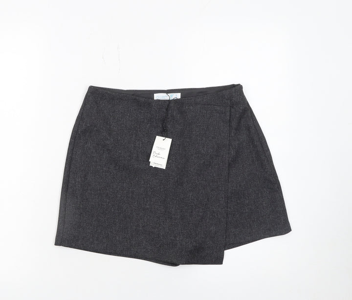 Primark Women Grey Size 8 Wrap Shorts 100% Polyester