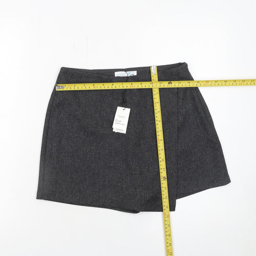 Primark Women Grey Size 8 Wrap Shorts 100% Polyester