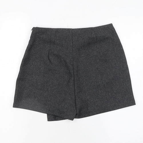 Primark Women Grey Size 8 Wrap Shorts 100% Polyester