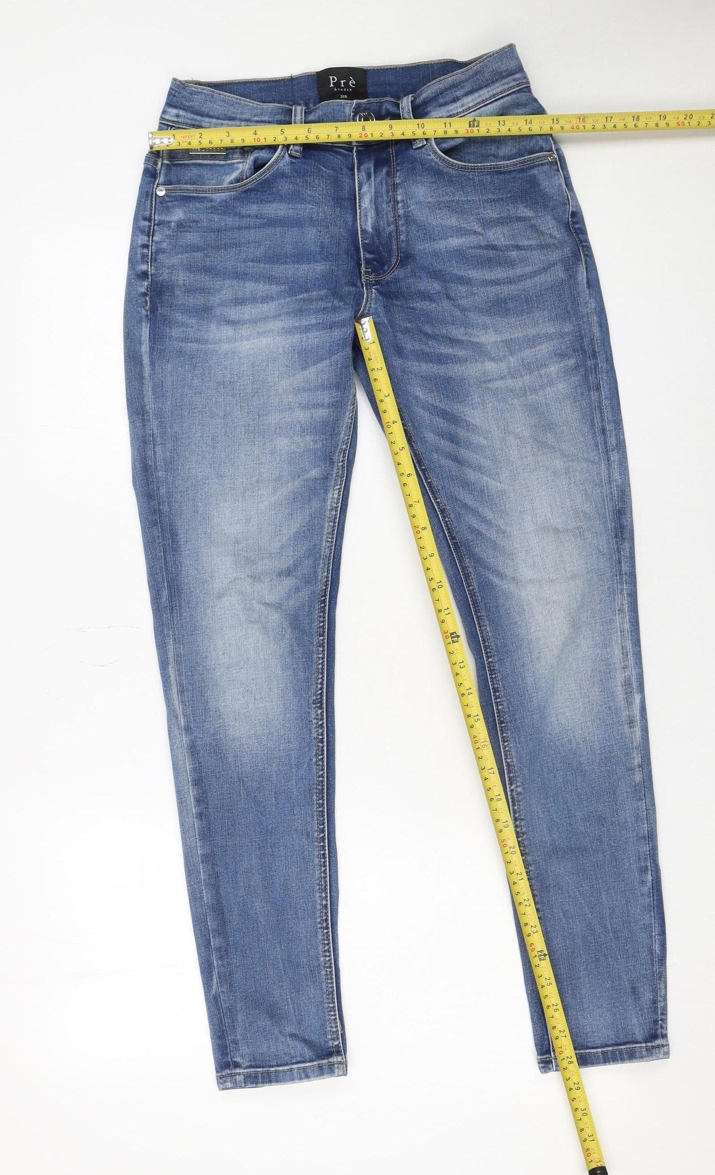 Pre London Men's Blue Slim Fit Stretch Denim Jeans Size 28R