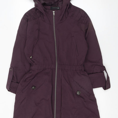 Savida Women's Purple Hooded Mid-Length Parka Coat Size 10