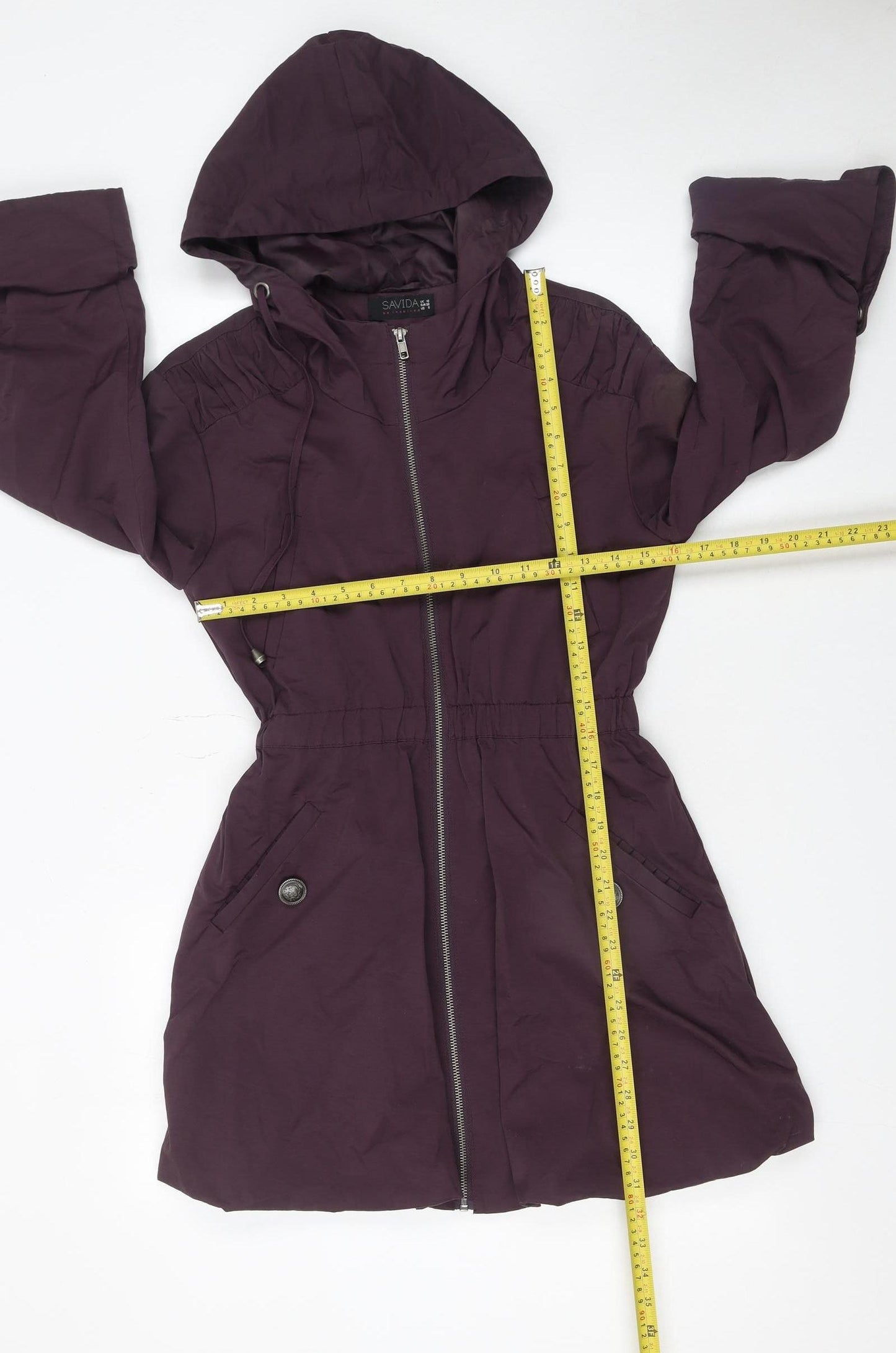 Savida Women's Purple Hooded Mid-Length Parka Coat Size 10