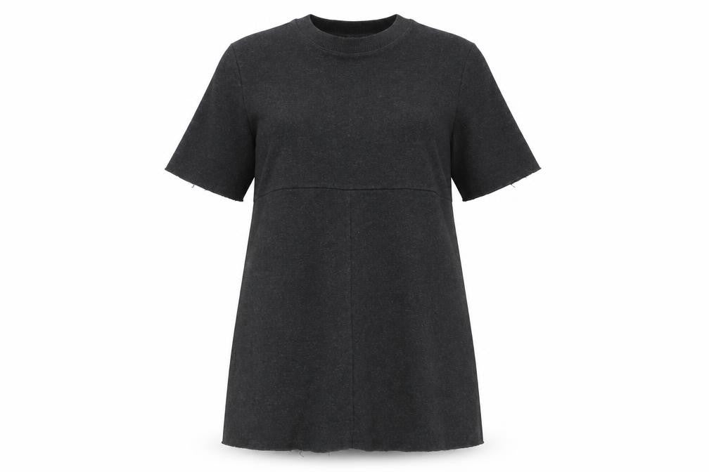 Zara Women Grey T-Shirt Dress L Short Sleeve Knit Casual