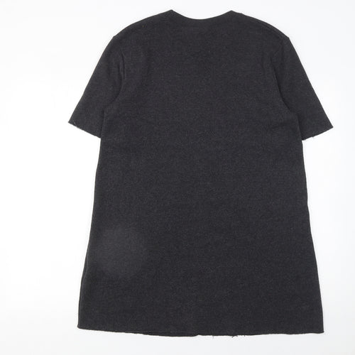 Zara Women Grey T-Shirt Dress L Short Sleeve Knit Casual