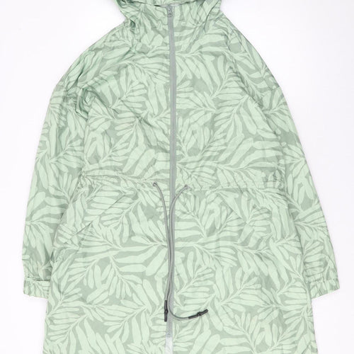 Dunnes Women's Green Long Hooded Lightweight Rain Coat Size L
