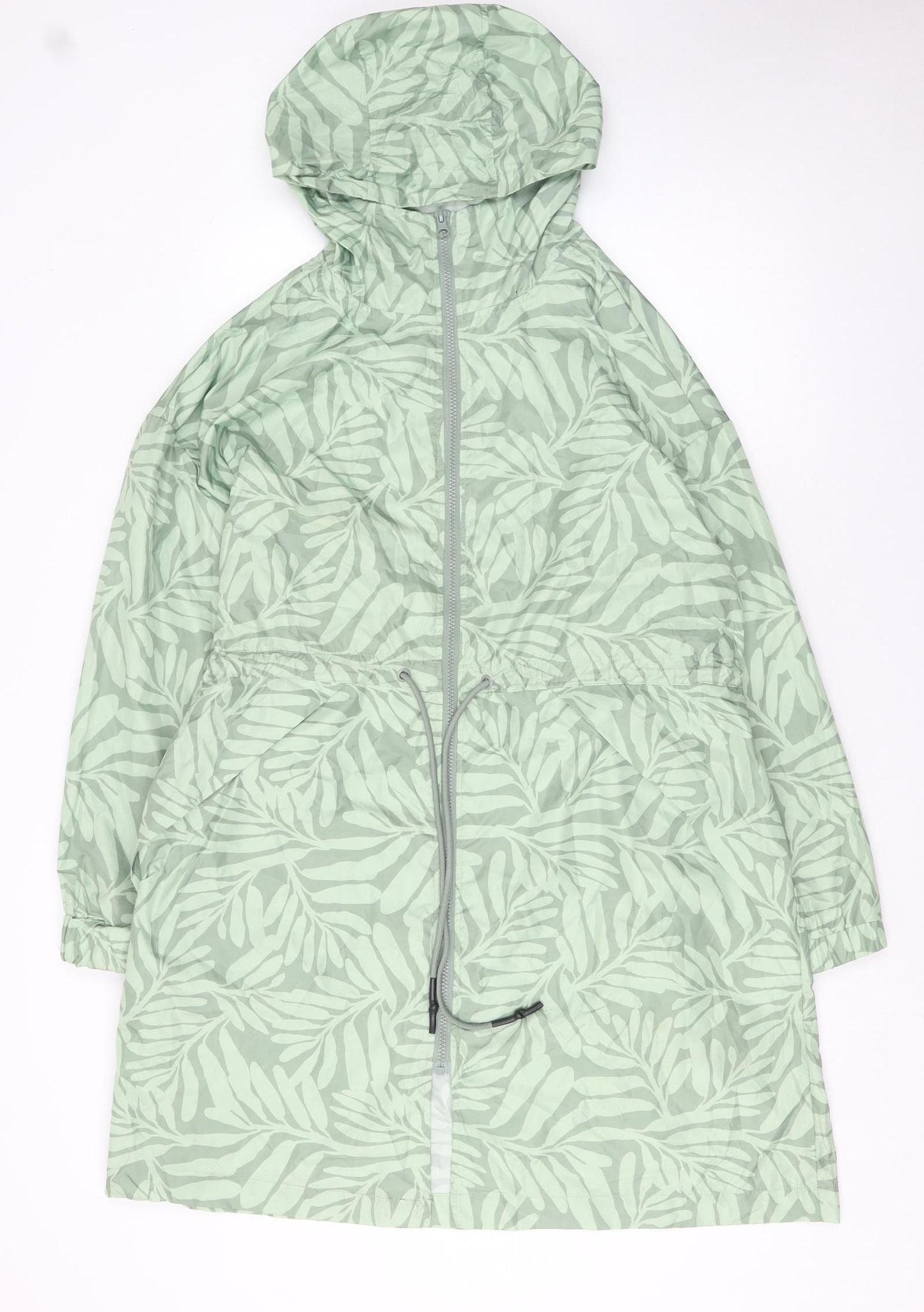 Dunnes Women's Green Long Hooded Lightweight Rain Coat Size L