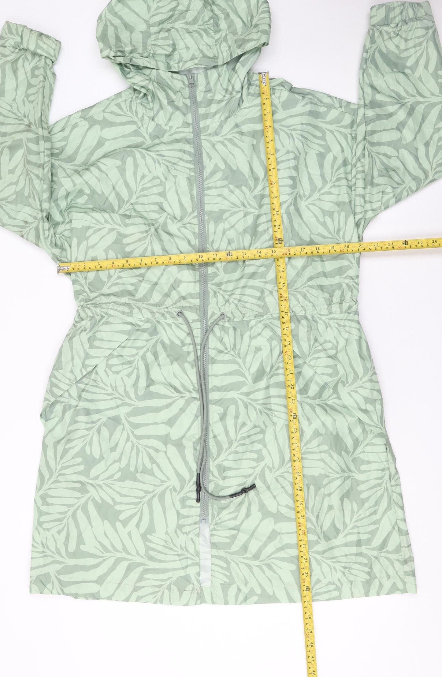 Dunnes Women's Green Long Hooded Lightweight Rain Coat Size L