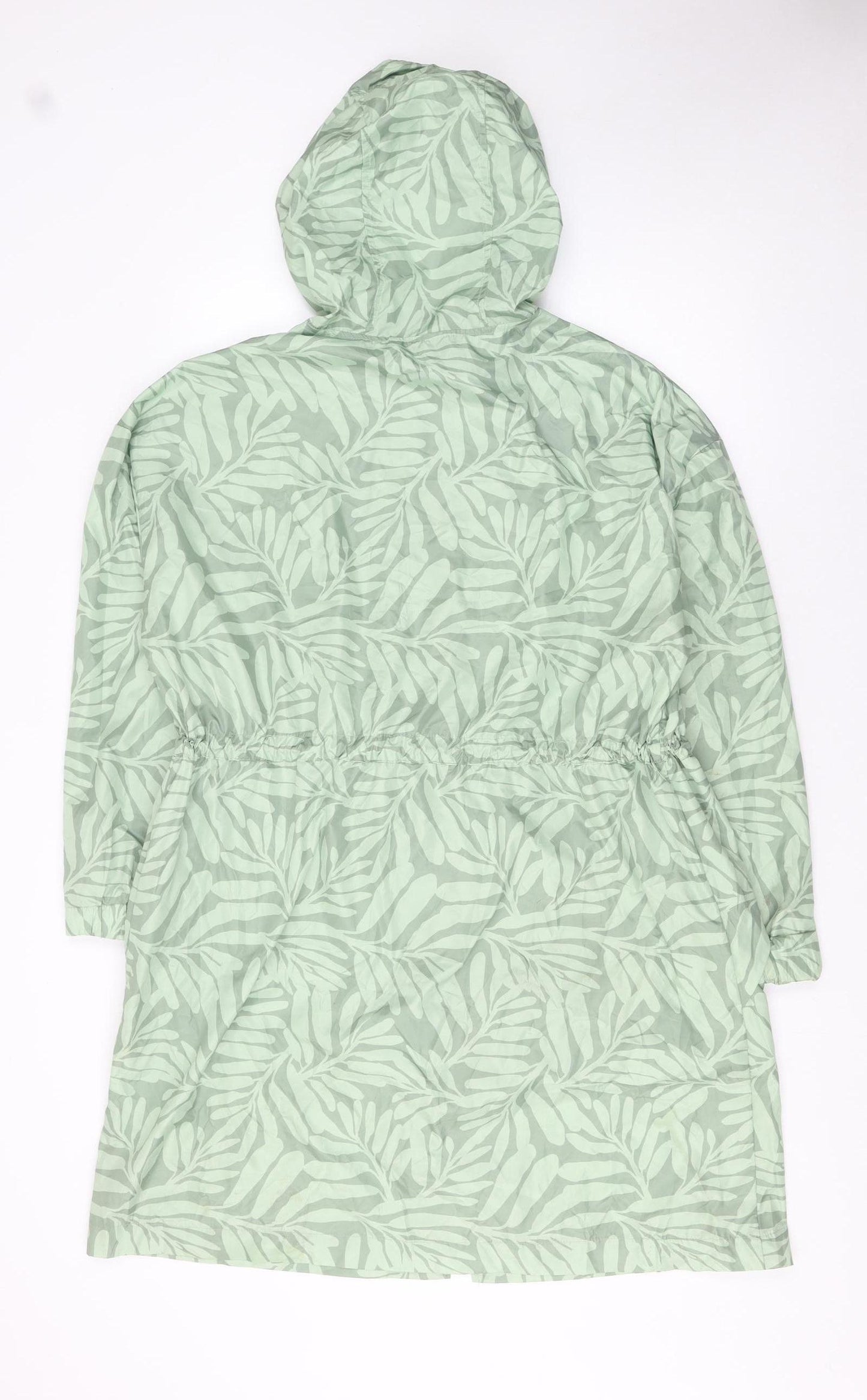 Dunnes Women's Green Long Hooded Lightweight Rain Coat Size L