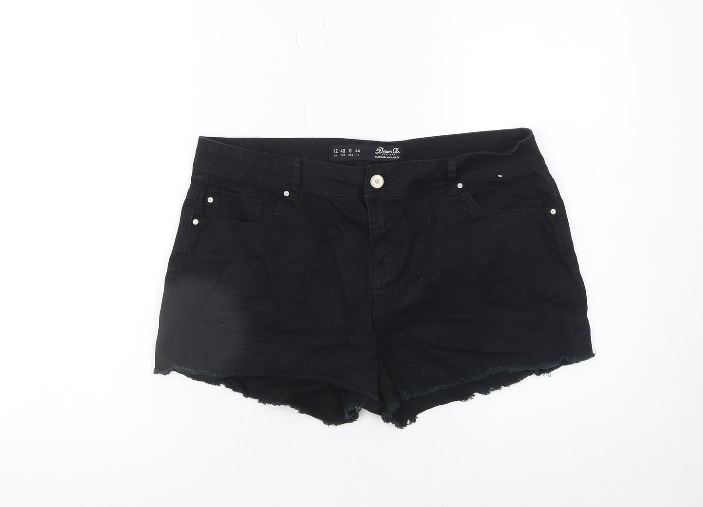Denim Co Women Black Size 12 Cut-Off Shorts 100% Cotton