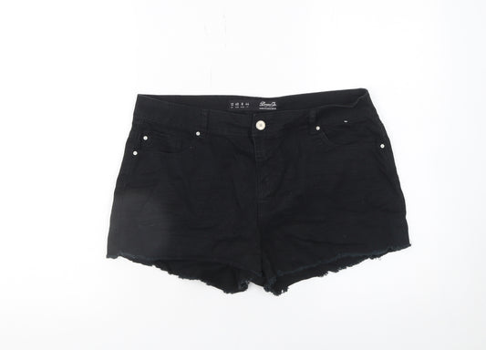 Denim Co Women Black Size 12 Cut-Off Shorts 100% Cotton